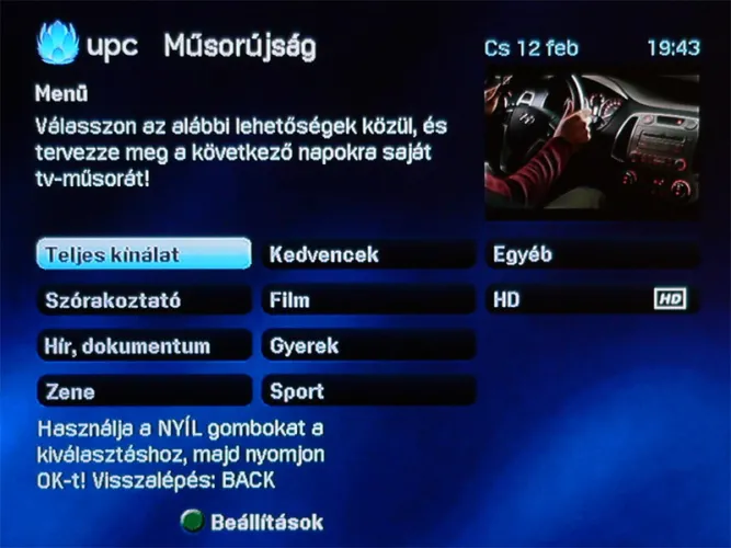 UPC digitális tévé