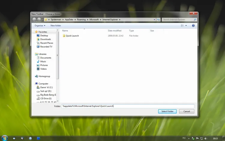 Windows 7 tálca