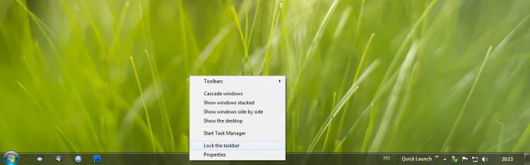 Windows 7 tálca
