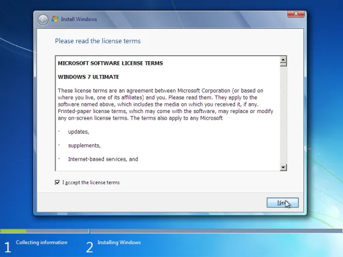 Windows 7 telepítés