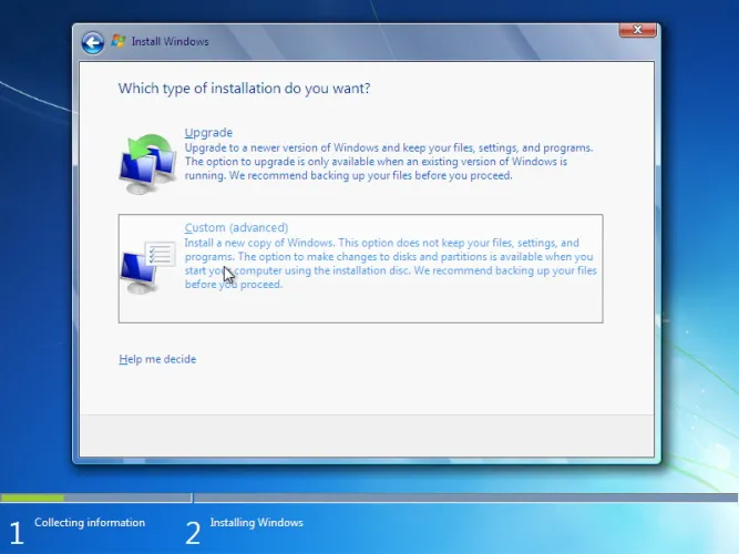 Windows 7 telepítés