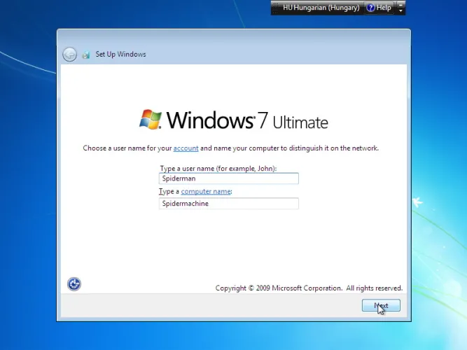 Windows 7 telepítés