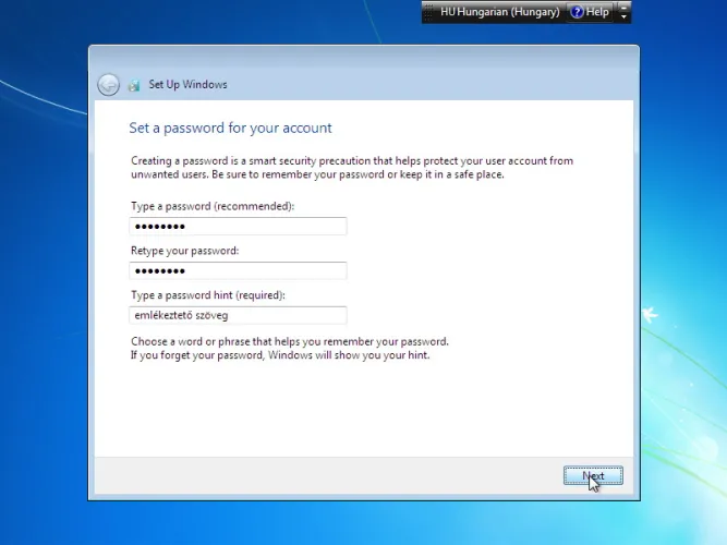 Windows 7 telepítés