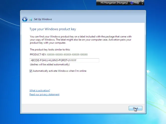 Windows 7 telepítés