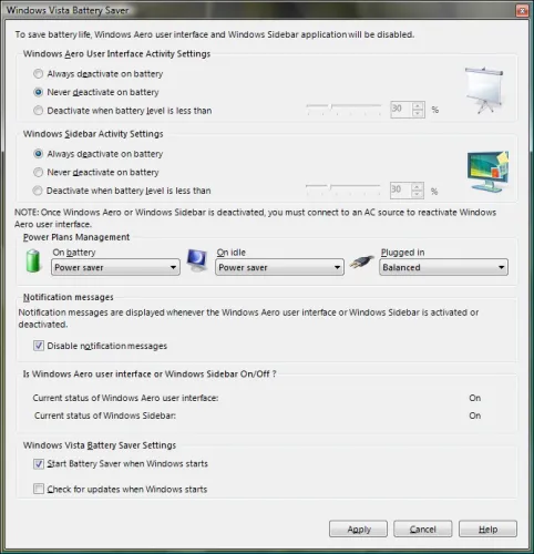 Vista Battery Saver